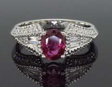 Ruby and Diamond Cocktail Ring in 18K White Gold