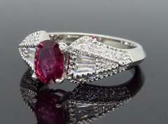 Ruby and Diamond Cocktail Ring in 18K White Gold