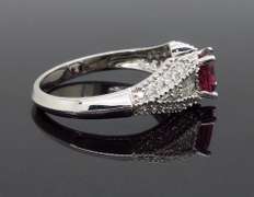 Ruby and Diamond Cocktail Ring in 18K White Gold