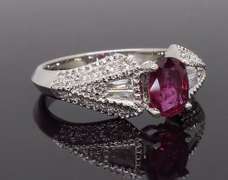 Ruby and Diamond Cocktail Ring in 18K White Gold