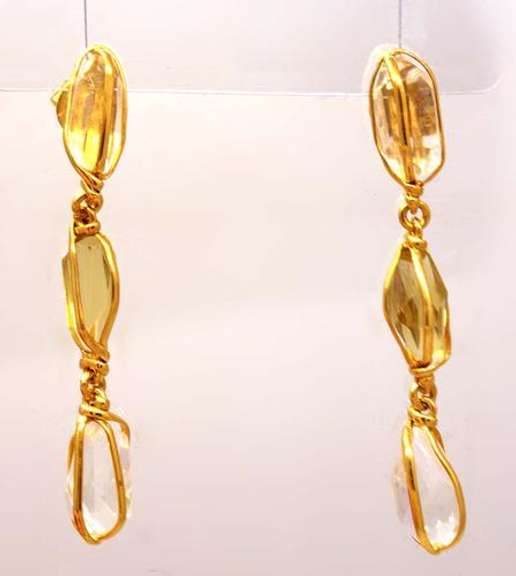 Pretty Quartz Dangle Earrings in Gold