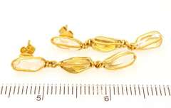 Pretty Quartz Dangle Earrings in Gold