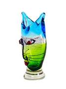 Gorgeous Murano Italian Glass Vase With Abstract Cat Woman Face Relief