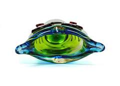 Gorgeous Murano Italian Glass Vase With Abstract Cat Woman Face Relief