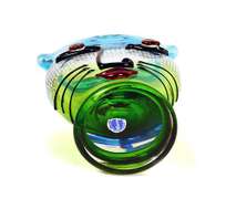 Gorgeous Murano Italian Glass Vase With Abstract Cat Woman Face Relief