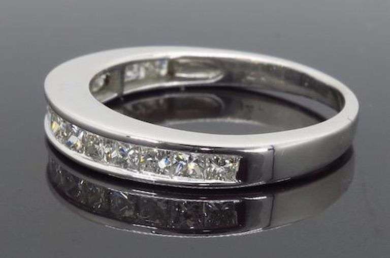 14K White Gold Princess Cut Diamond Band