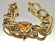 18 KT YELLOW GOLD LINK BRACELET WITH CITRINE