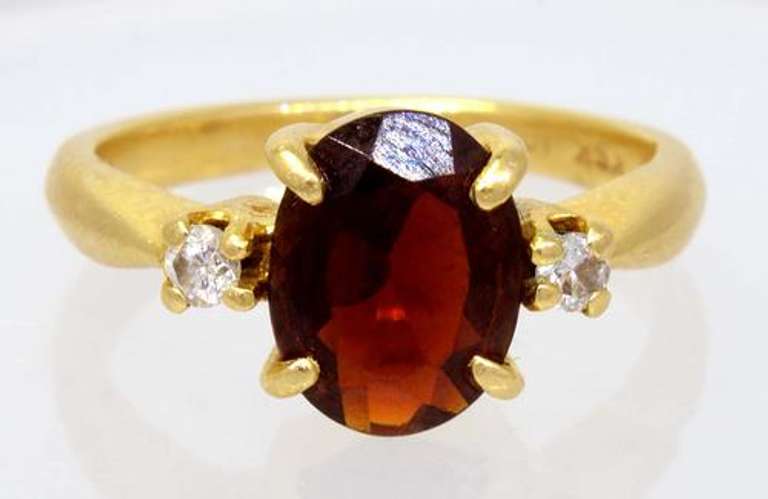 Petite Garnet & Diamond Accent Ring, Size 2.5