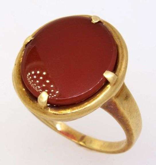 Red Carnelian Ring in Gold, Size 5.25