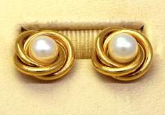 Gold Nest Pearl Post Earrings