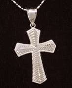 Textured White Gold Cross Pendant on 17.5in Chain