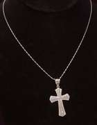 Textured White Gold Cross Pendant on 17.5in Chain