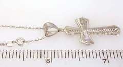 Textured White Gold Cross Pendant on 17.5in Chain