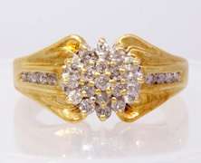 Diamond Cluster Ring in Gold, Size 6.5