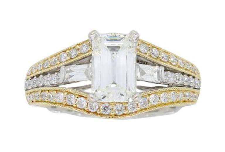 Vintage Inspired Emerald Cut Diamond Ring