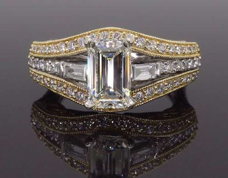 Vintage Inspired Emerald Cut Diamond Ring