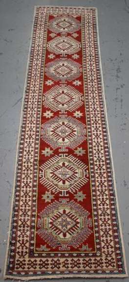 Handmade Pakistani Kazak Design Runner 2.7x12.5