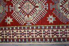 Handmade Pakistani Kazak Design Runner 2.7x12.5