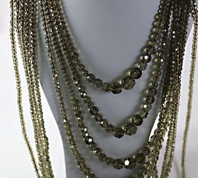 Heidi Daus 9 Row Brown Beaded Necklace