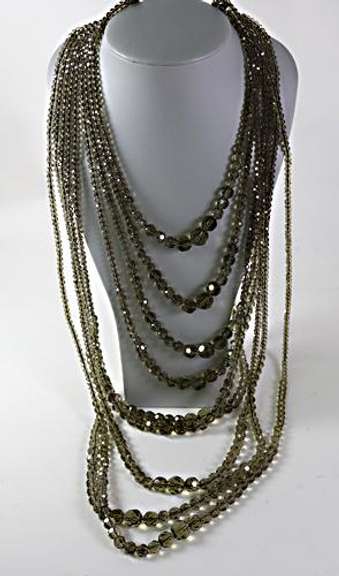 Heidi Daus 9 Row Brown Beaded Necklace