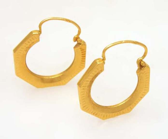 Hexagonal Gold Hoop Earrings