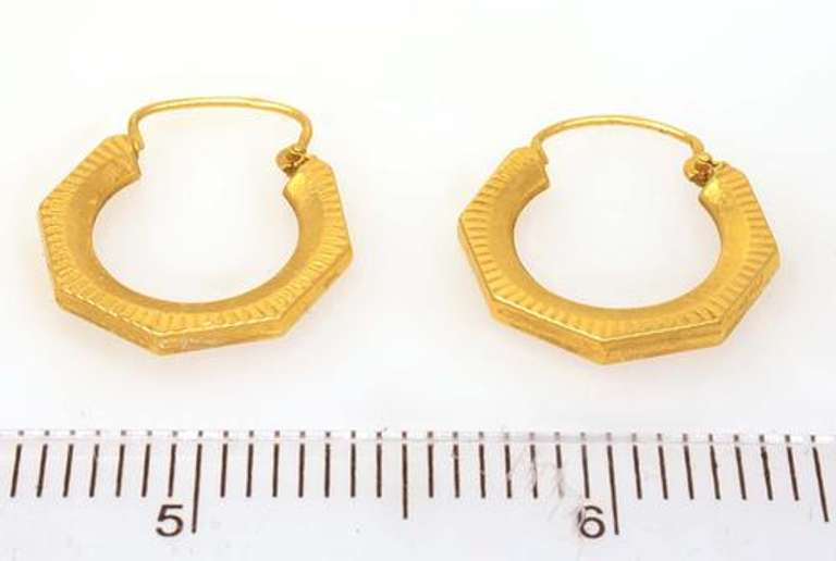 Hexagonal Gold Hoop Earrings