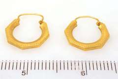 Hexagonal Gold Hoop Earrings