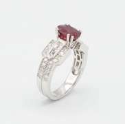 Lovely Ruby and Diamond 18kt White Gold Ring