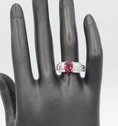 Lovely Ruby and Diamond 18kt White Gold Ring