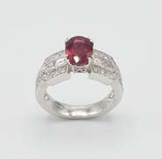 Lovely Ruby and Diamond 18kt White Gold Ring