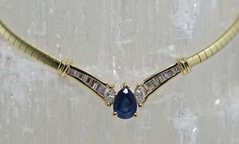 Simply Elegant 14K Sapphire & Diamond Necklace
