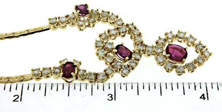 Fancy 14kt Yellow Gold Ruby and Diamond Necklace