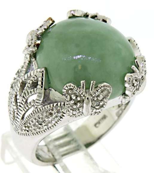 Green Jade and CZ Judith Ripka Ring