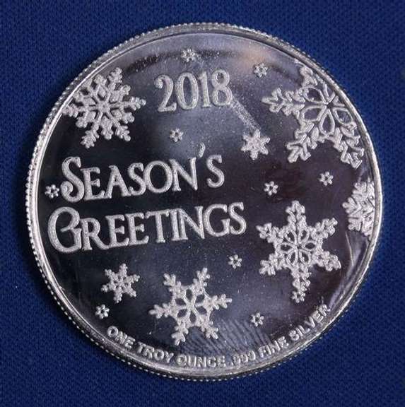 2018 1oz Fine Silver Silver Holiday Round