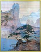 Japan Landscape Scene, Vintage Large Fine Art Print