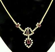Fancy 14kt Yellow Gold Ruby and Diamond Necklace