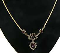 Fancy 14kt Yellow Gold Ruby and Diamond Necklace