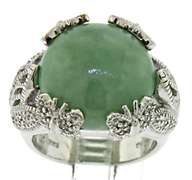 Green Jade and CZ Judith Ripka Ring