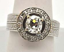 LADIES 14 KT WHITE GOLD DIAMOND ENGAGEMENT RING