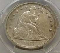 1871 Seated Dollar PCGS VF-Details, w/Motto, luster