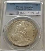 1871 Seated Dollar PCGS VF-Details, w/Motto, luster