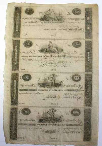 Farmers &Merchants Bank of Baltimore Early Obsolete Sheet
