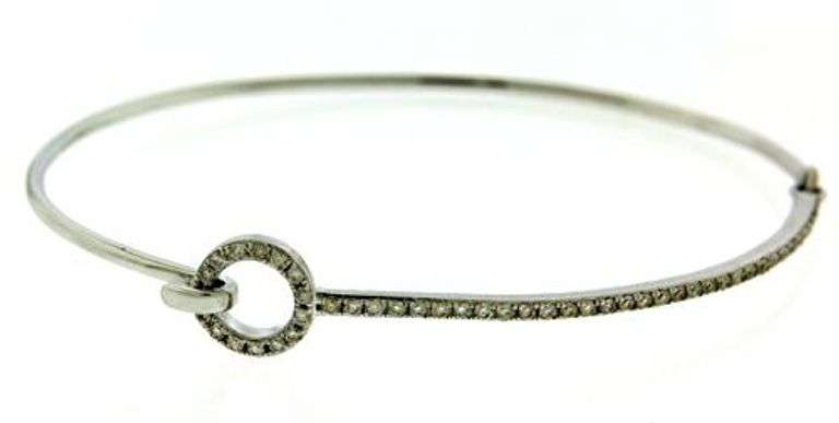 Diamond Bar Loop Bangle Bracelet