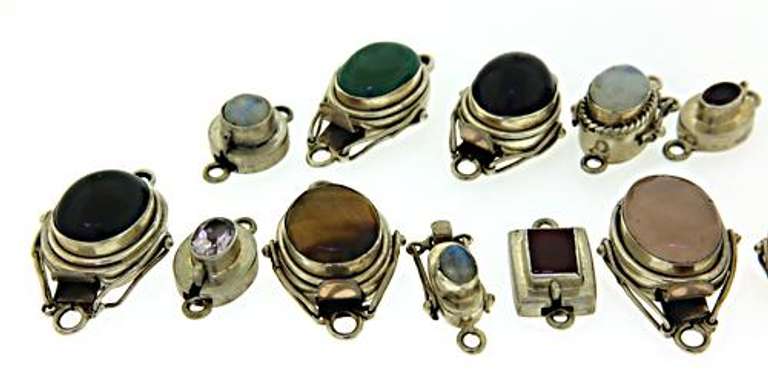 Set of Sterling Silver Gemstone Clasps