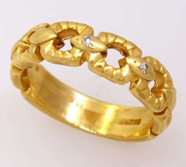Gold Buckle Band with Diamonds, Size 8
