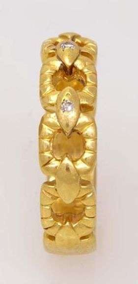Gold Buckle Band with Diamonds, Size 8