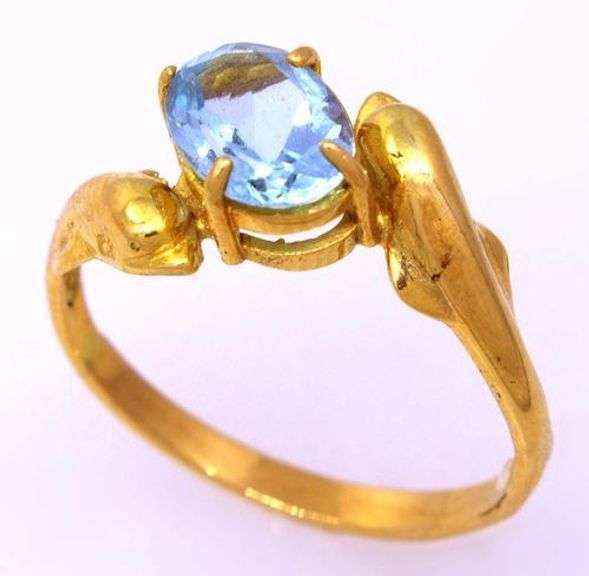 Blue Topaz Ring in Gold, Size 7.5