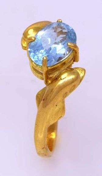 Blue Topaz Ring in Gold, Size 7.5