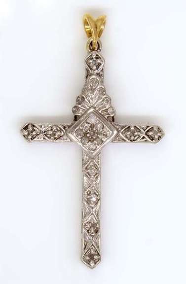 White Gold Cross Pendant with Diamonds