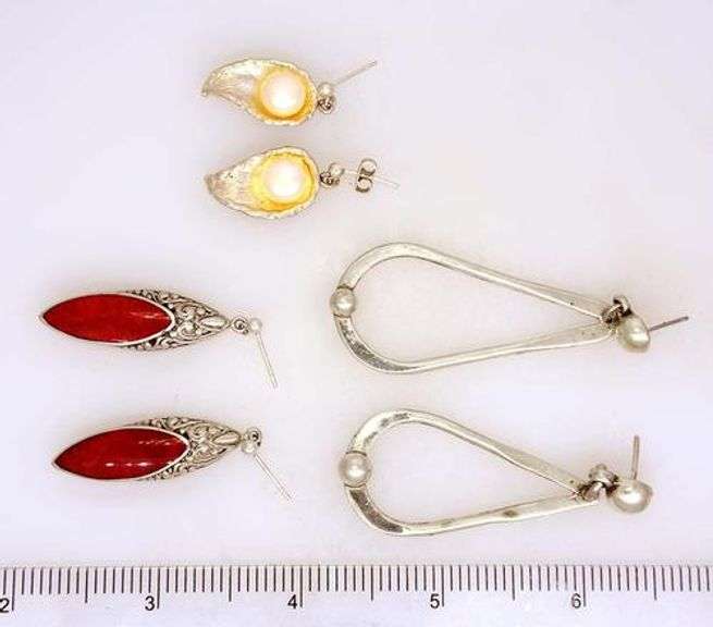 Three Pairs of Sterling Earrings